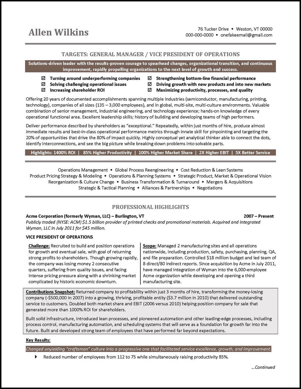 vice president of manufacturing resume examples