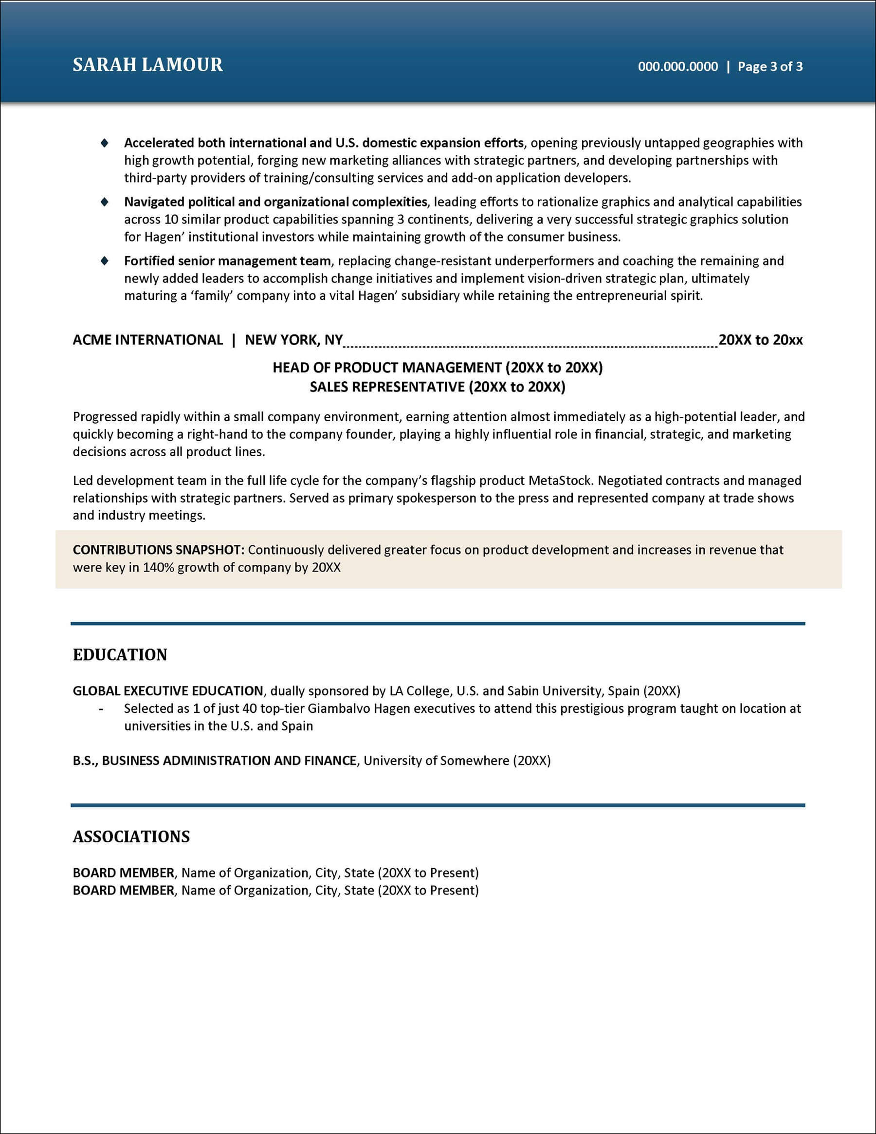 Example C Level Resume For Executives Distinctive Career Services 4002