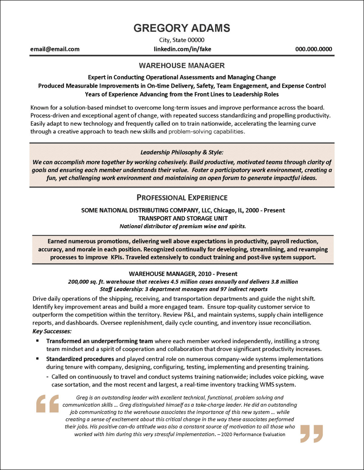 Professional Resume Examples Distinctive Career Services