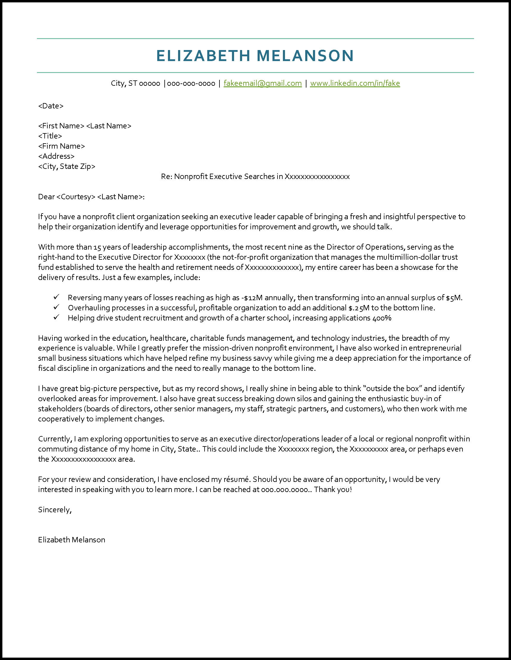 sample cover letter for a recruiter position
