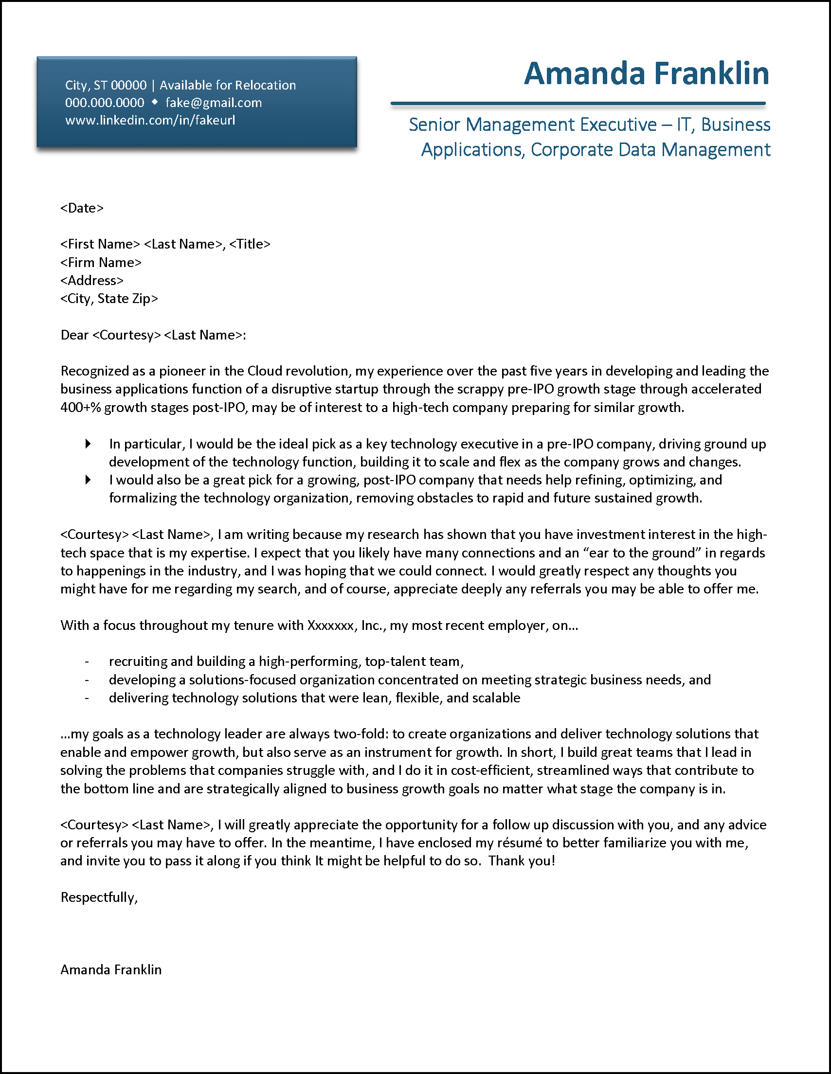 real estate private equity cover letter