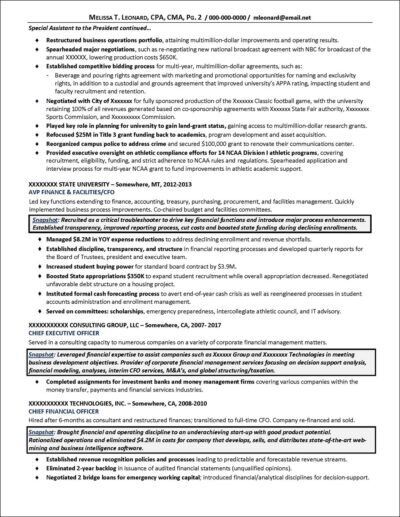 Standout Finance and Operations Executive Resume